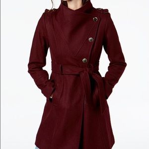 Guess Asymmetrical Belted Wrap Coat